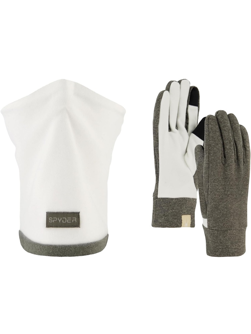 Spyder Women’s White and Gray/Charcoal Reversible Neck Gaitor & Glove Set